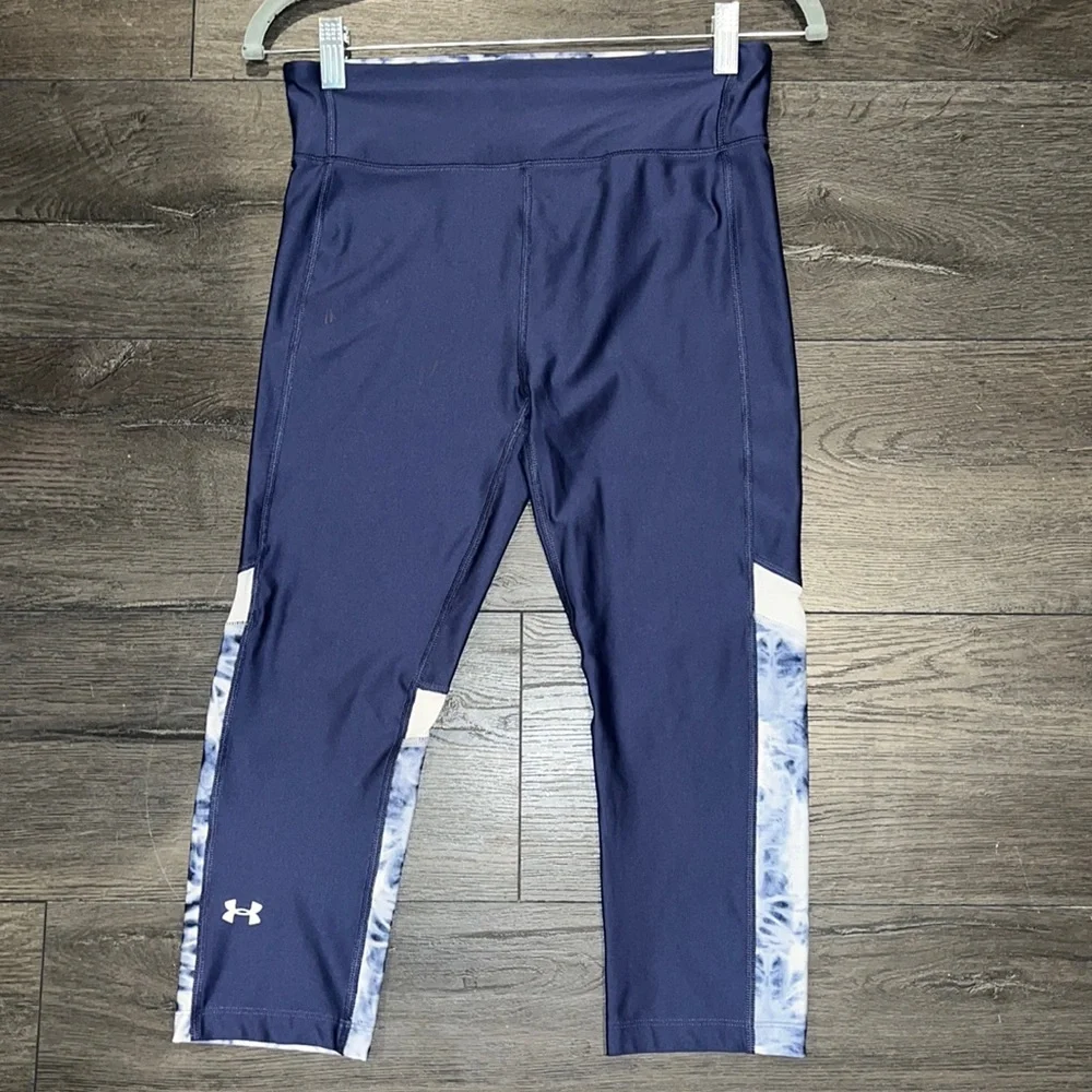 Under Armour Compression Alpha Heat Gear Tie Dye Capri Size Medium Blue/White - Picture 2 of 11